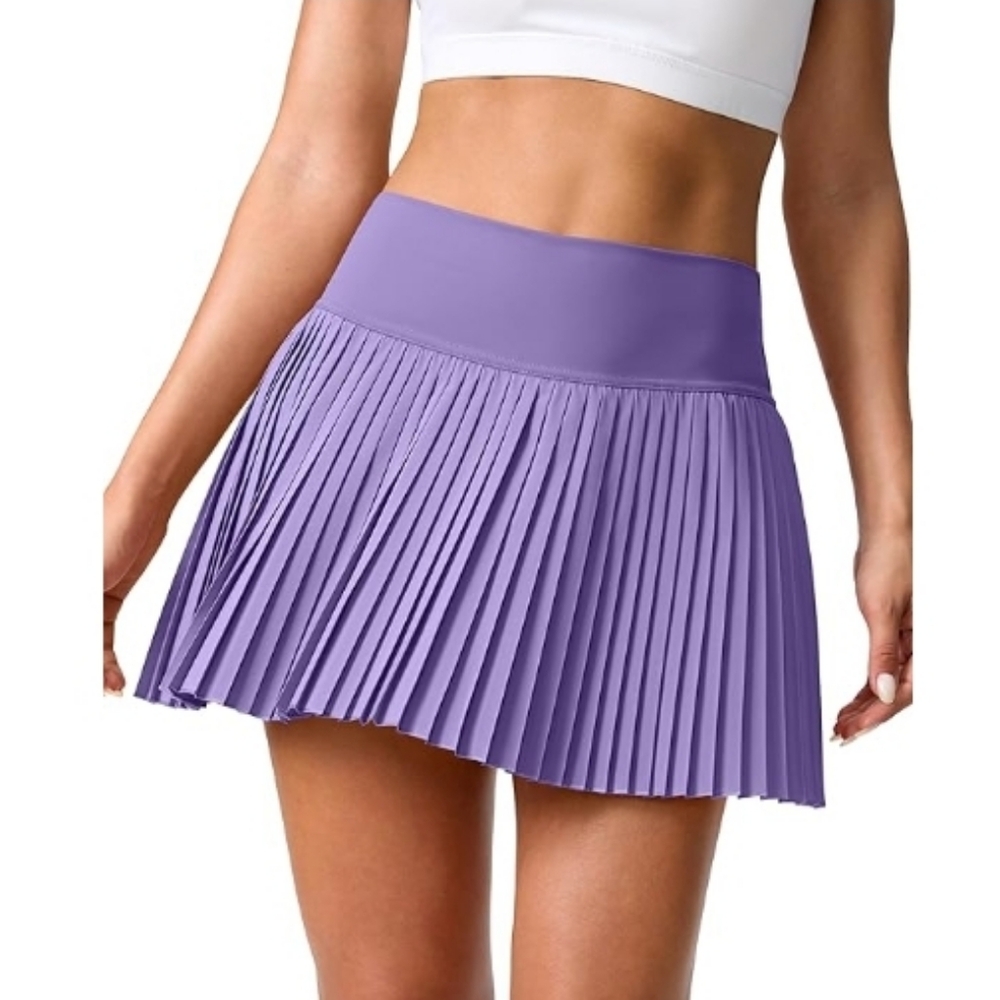Pleated Tennis Skirt with Pockets High Waisted Athletic Golf Skirt Purple